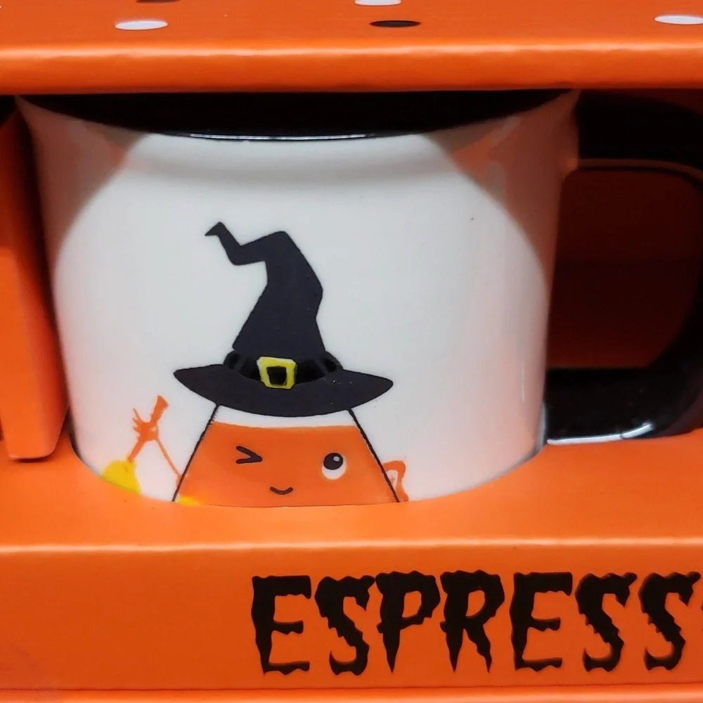 Lang NWT Halloween Espresso Set, Candy Corn in Costumes Design